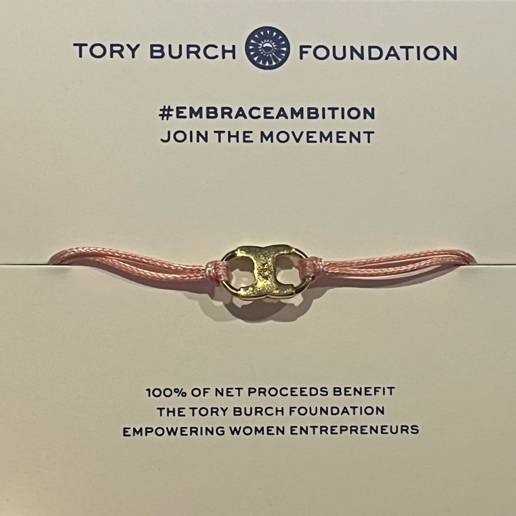 Tory Burch Embrace Ambition Pink Cord Bracelet With Gold Gemini Link New 25$